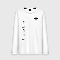 Мужской лонгслив хлопок Tesla logo black на груди