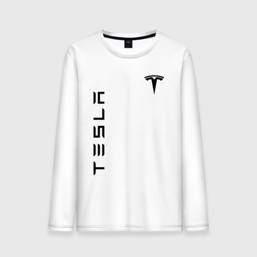 Мужской лонгслив хлопок Tesla logo black на груди