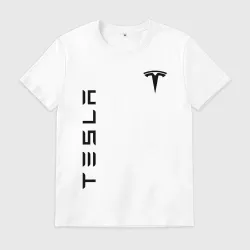 Мужская футболка хлопок Tesla logo black на груди