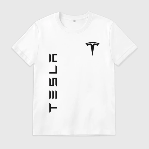 Мужская футболка хлопок Tesla logo black на груди
