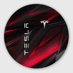 Круглый коврик для мышки Tesla неоновая красная абстракция 