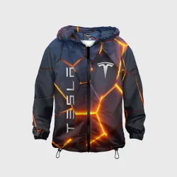 Детская ветровка 3D Tesla разлом неоновые плиты 