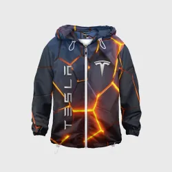Детская ветровка 3D Tesla разлом неоновые плиты 