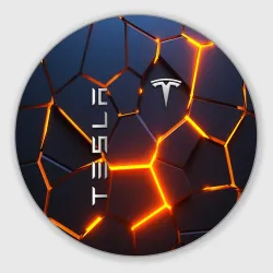 Круглый коврик для мышки Tesla разлом неоновые плиты 
