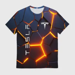 Мужская футболка 3D Tesla разлом неоновые плиты 