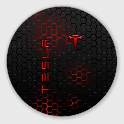 Круглый коврик для мышки Tesla неоновая стальная броня 