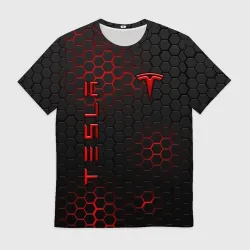Мужская футболка 3D Tesla неоновая стальная броня 
