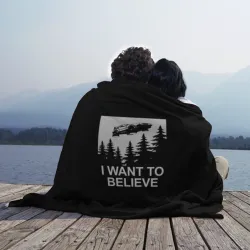 Плед 3D I want to believe DeLorean DMC 12 на чёрном - фото 2