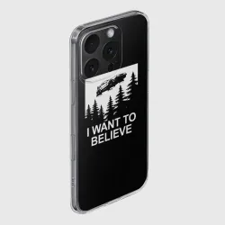 Чехол для iPhone 16 Pro Max силиконовый с защитой камеры I want to believe DeLorean DMC 12 на чёрном - фото 2