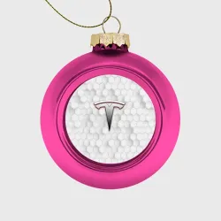 Ёлочный шар стеклянный/пластиковый Tesla геометрические соты узор
