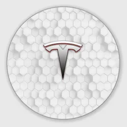 Круглый коврик для мышки Tesla геометрические соты узор