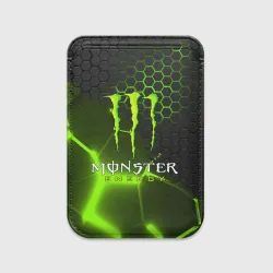 Картхолдер Magsafe магнитный Monster energy неон броня в стальных сотах