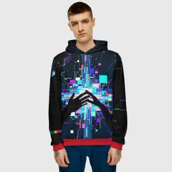 Мужская толстовка 3D Глитчобъятия - фото 2