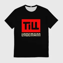 Мужская футболка 3D Lindemann новый логотип на чёрном