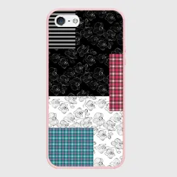 Чехол для iPhone 5/5S матовый Деревенский этнический узор пэчворк 