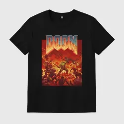 Мужская футболка хлопок Doom slayer думгай Палач Рока и демоны