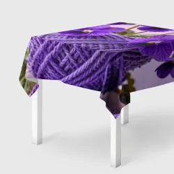 Скатерть 3D Клубок с прорастающими фиалками