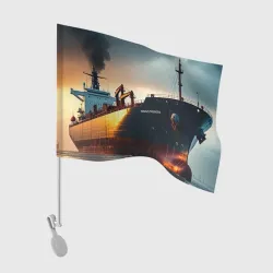 Флаг для автомобиля Нефтяной танкер в море