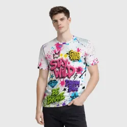Мужская футболка 3D Stay wild color splash - фото 2