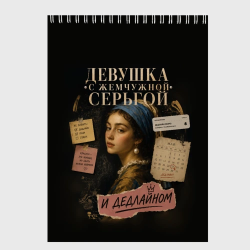 Скетчбук Девушка с жемчужной серьгой и дедлайном