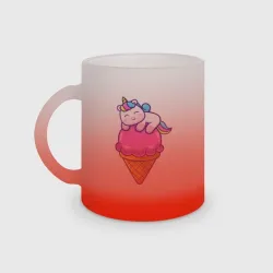 Кружка матовая стеклянная Unicorn ice cream
