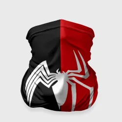 Бандана-труба 3D Человек паук и Веном брызги красок чёрно-красный цвет