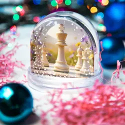 Игрушка Снежный шар Шахматная королева среди полевых цветов - фото 2