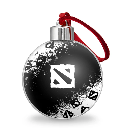 Ёлочный шар Dota 2 чёрно белый паттерн брызги красок