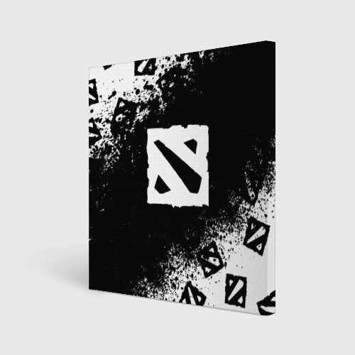 Холст квадратный Dota 2 чёрно белый паттерн брызги красок