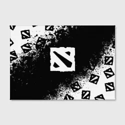 Холст прямоугольный Dota 2 чёрно белый паттерн брызги красок - фото 2