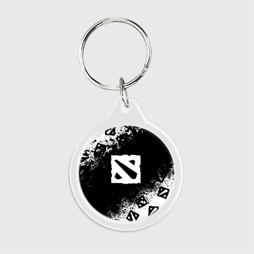 Брелок круглый Dota 2 чёрно белый паттерн брызги красок