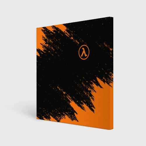 Холст квадратный Half-Life брызги красок лого на груди