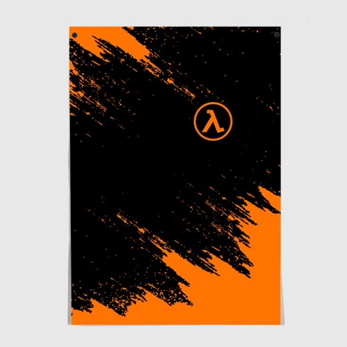 Постер Half-Life брызги красок лого на груди