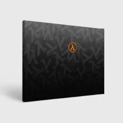 Холст прямоугольный Half-Life лямбда - чёрно белый паттерн лого на груди