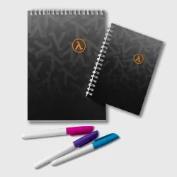 Блокнот Half-Life лямбда - чёрно белый паттерн лого на груди