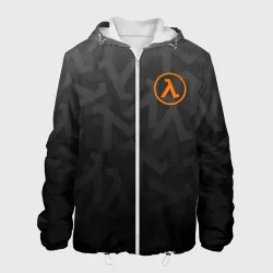 Мужская куртка 3D Half-Life лямбда - чёрно белый паттерн лого на груди