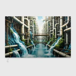 Флаг 3D Трубы и водопады