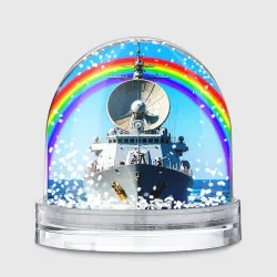 Игрушка Снежный шар Военный корабль и радуга