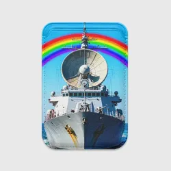 Картхолдер Magsafe магнитный Военный корабль и радуга