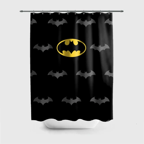 Штора 3D для ванной Batman classic logo gray pattern