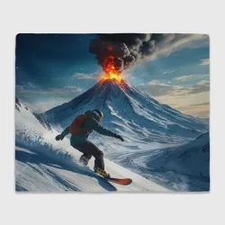 Плед 3D Сноубордист на фоне извергающегося вулкана