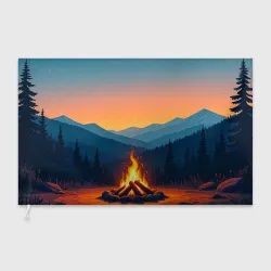 Флаг 3D Костёр в лесной глуши