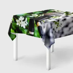 Скатерть 3D Микрофон с плющом и цветами