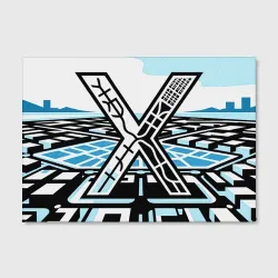 Холст прямоугольный Буква X на карте города - фото 2
