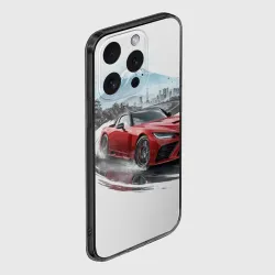Чехол для iPhone 15 Pro силиконовый с защитой камеры Япония сакура и гора Фудзияма  - фото 2