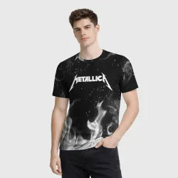 Мужская футболка 3D Metallica white fire  - фото 2