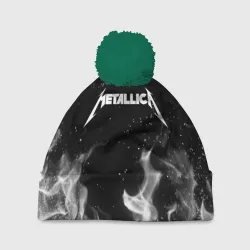 Шапка 3D c помпоном Metallica white fire 