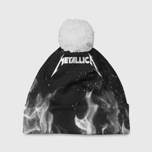 Шапка 3D c помпоном Metallica white fire 