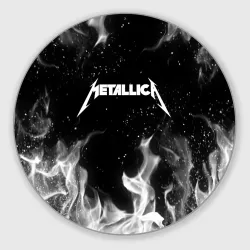 Круглый коврик для мышки Metallica white fire 