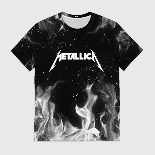 Мужская футболка 3D Metallica white fire 